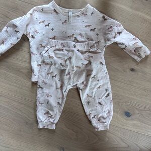 Rylee + Cru Horse Cream and Brown Baby Outfit